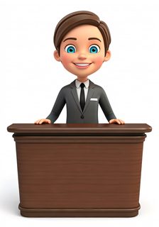 cartoon businessman podium