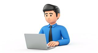 cartoon businessman laptop