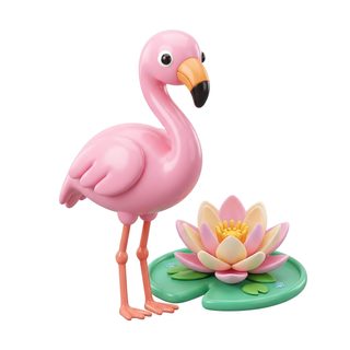 cartoon flamingo lotus