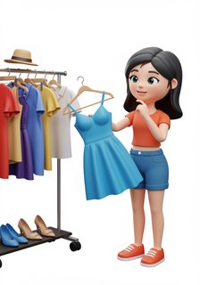 girl picking dress