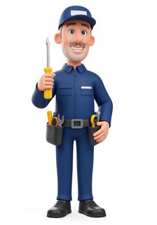 cartoon handyman character