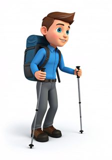 cartoon hiker character