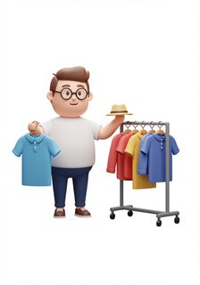cartoon man shopping