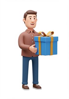 man holding gift