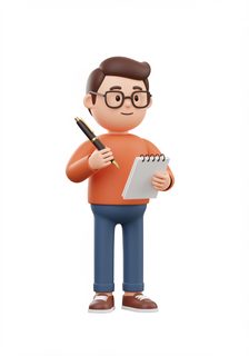cartoon man writing