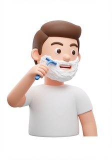 cartoon man shaving
