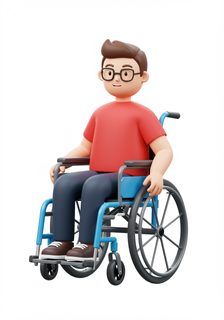 cartoon man wheelchair