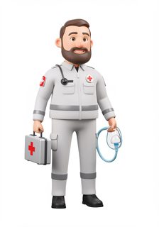 cartoon male paramedic