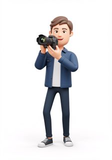 cartoon photographer holding camera