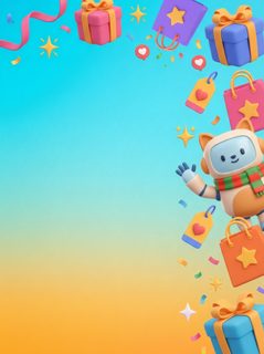 robot shopping celebration