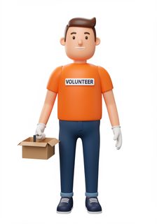 volunteer holding box