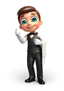 cartoon waiter character