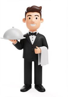 cartoon waiter character