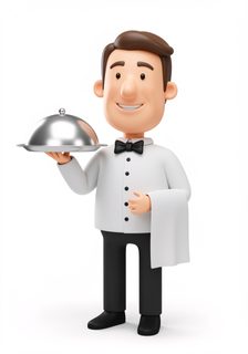 cartoon waiter platter