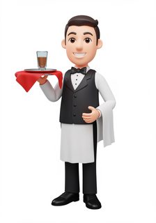 cartoon waiter character