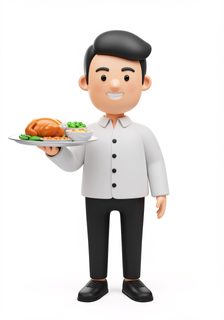 cartoon waiter food