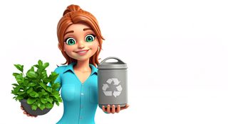 Woman Recycle Plant