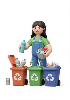 woman recycling waste