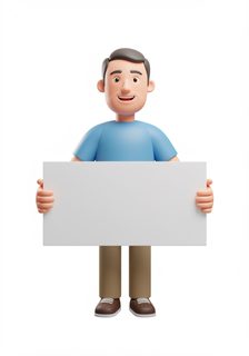 character with sign