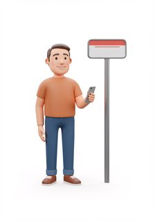 3d man with phone