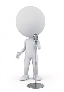 character with microphone