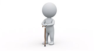 character with cane