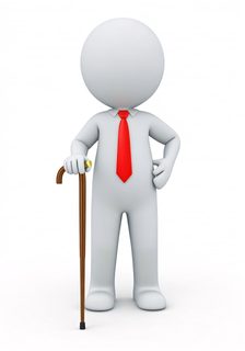 character with cane