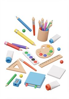 floating art supplies 3d