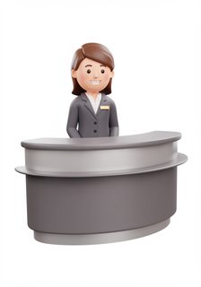 female receptionist desk