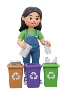 girl recycling waste