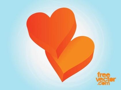 3D Hearts Free Vector