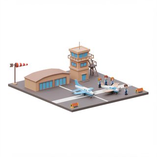 isometric airport scene