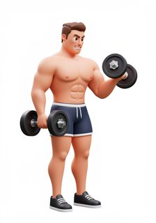 muscular man dumbbell