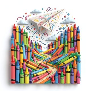 crayons paper airplane