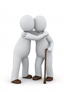 Comforting elderly person