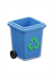 blue recycling bin