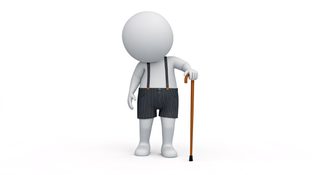 character with cane