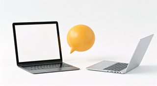 laptops with speech bubble