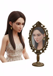 woman looking mirror