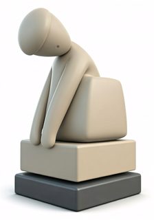 Sad figure on blocks
