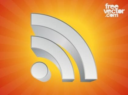 3D RSS Symbol Free Vector