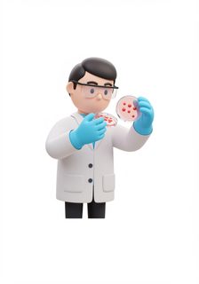 scientist with petri dishes