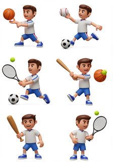 sports boy character set