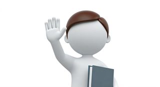 student waving hand