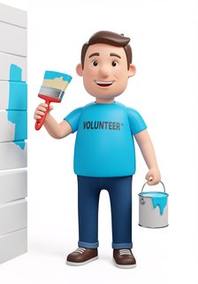 Volunteer Painting Wall