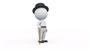 character with cane