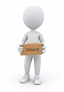 character holding donation