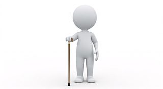 character with cane