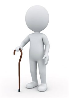 character with cane