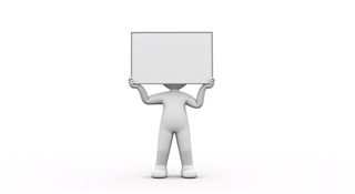 character with sign